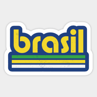 Retro Brasil Word Art // Proud Brazilian Vintage Grunge Sticker